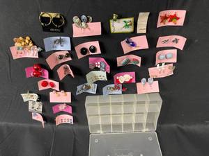 lot 278 image: Assorted Earring Collection with Storage Box