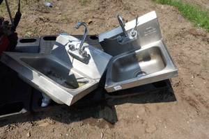 lot 379 image: 2 Stainless Steel Wall Mount Sinks