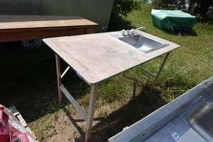 lot 349 image: Table with Stainless Steel Sink