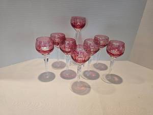 lot 62 image: Vintage Cranberry Glass Stemware Options
