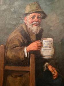 lot 68 image: Signed and Framed Portrait Oil on Canvas Painting Signed Corati