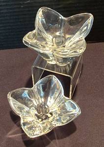 lot 73 image: Pair of Orrefors Lotus Crystal Candleholders