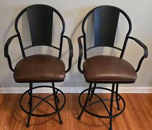 lot 77 image: Fabulous Pair of Metal Kitchen Stools