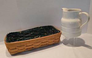 lot 79 image: Cute Ivory Pitcher Plus Longaberger Bread Basket