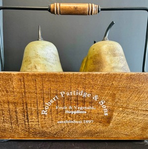 lot 110 image: Fun Home Decor  Robert Partridge & Son Fruit and Vegetable Supplier  Basket and Large Pears