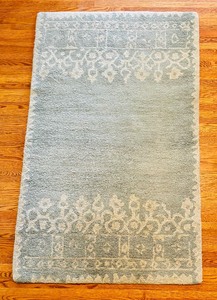 lot 101 image: Beautiful Pottery Barn Desa Tufted Rug Light Blue with White Details