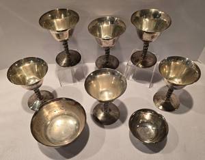 lot 203 image: Vintage Silver Plate Goblet and Bowl Grouping