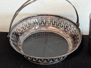 lot 232 image: Sterling and Glass Basket and Shot Glass