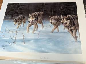 lot 245 image: Unframed Wolves and Scenic Prints
