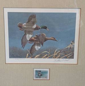 lot 211 image: Three Framed Duck Stamp Prints