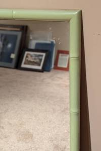 lot 214 image: Painted Green Bamboo Style Wall Mirror