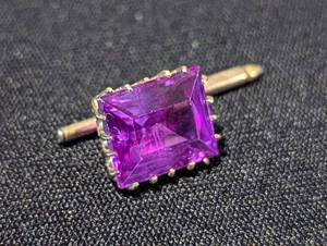 lot 182 image: 14k Emerald Cut Purple Stone Cufflinks