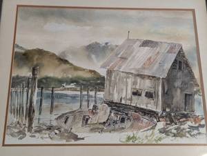lot 135 image: Framed Scenic Watercolor Painting by J. McWethy