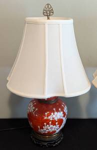 lot 11 image: Pair of Orange Asian Inspired Table Lamps