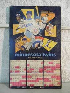 lot 6 image: RARE - ORIGINAL - BICENTENNIAL 1976 MINNESOTA TWINS CARDBOARD GAME SCHEDULE - Approx 14 by 22 - FANTASTIC PIECE OF HISTORY - SEE PICTURES