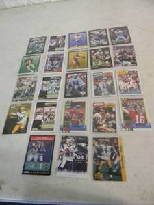 lot 49 image: 23 NFL GREAT QBs CARDS - MOON, KELLY, YOUNG, CUNNINGHAM, MARINO, MONTANA, FAVRE, BRADY, SIMMS & AIKMAN - NICE - AWESOME CARDS - SEE PICTURES