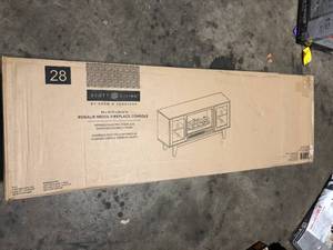 SCOTT LIVING Rosalie 54 in. Freestanding Media Console Wooden Electric Fireplace in Warm Brown Birch  Customer Returns See Pictures