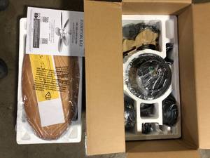 Hampton Bay Lillycrest 52 in. IndoorOutdoor Aged Bronze Ceiling Fan with Downrod and Reversible Motor Light Kit Adaptable   Customer Returns See Pictures