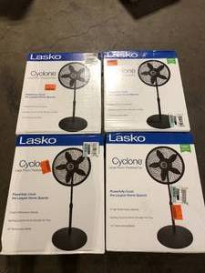 Lot of Lasko 18 in. 3 Speed Oscillating Pedestal Fan with Adjustable Height, Easy Assembly, and Quiet Cooling for Any Room in Black Customer Returns See Pictures