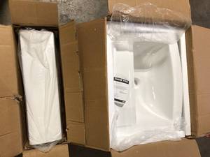 Swiss Madison Sublime Pedestal Bathroom Ceramic Vessel Sink Round Single Faucet Hole in White Customer Returns See Pictures