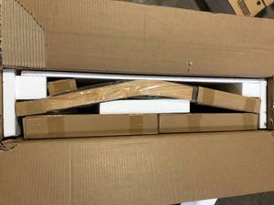 Nathan James Cohen 19 in. Wood Mid-Century Modern Upholstered Side Dining Chair with Woven Faux Leather Backrest, Natural Brown    Customer Returns See Pictures