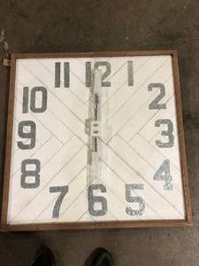 Grey Square Wood and Metal Wall Clock by Storied Home   Customer Returns See Pictures