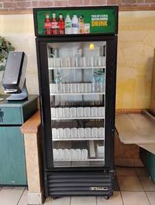 lot 33 image: TRUE SINGLE GLASS DOOR REFRIGERATOR
