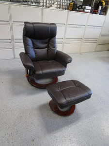 Leather Reclining Chair & Ottoman wStorage