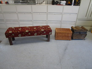 Dressing Bench & Wicker Storage
