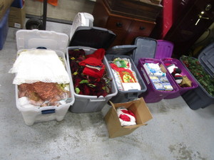 Totes of Christmas Decorations