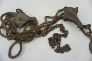 lot 182 image: Antique block and tackles