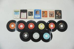 lot 305 image: vintage 45s and 8 Track tapes