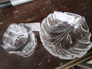 Orrefors Candle Holder, Leaf Dish