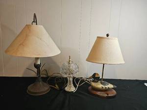 lot 163 image: Lot of 3 Assorted Table Lamps