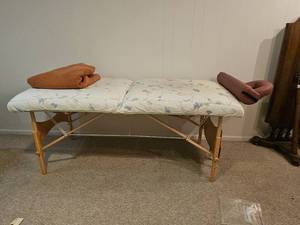 lot 178 image: Oakworks Folding Massage Table with Accessories