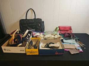 lot 192 image: Mixed Lot of Womens Accessories Including Belts, Bags, and Shoes
