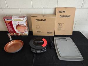 lot 49 image: NuWave Induction Cookware & Cutting Board Set