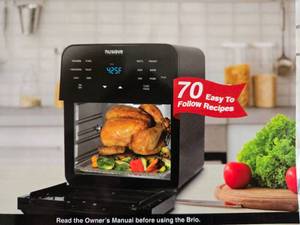 lot 53 image: NuWave Brio 15.5Q Air FryerGrillRotisserie Oven with Cutting Board
