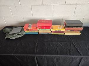 lot 358 image: Lot of Vintage and Classic Books with Green Fabric Items