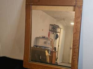 lot 214 image: Vintage Wooden Framed Mirror - US Govt FPHA
