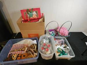 lot 233 image: Lot of Assorted Holiday Decorations and Gift Bags