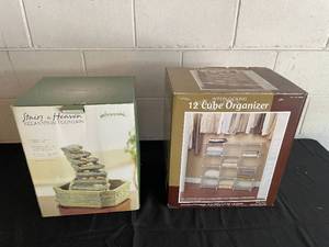 lot 31 image: Stairs to Heaven Relaxation Fountain and Interlocking 12 Cube Organizer