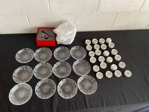 lot 33 image: Lot of Northwest Royal Porcelain Bowls, Cups, and Award Plaque
