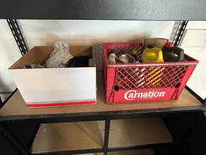 lot 257 image: Lot of Automotive Fluid Containers (amount of contents unknown) and Miscellaneous Hardware