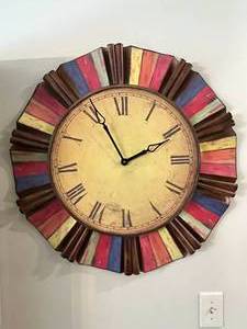 lot 78 image: Decorative Rustic Wall Clock - Multicolor, 31