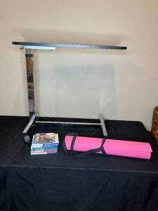 lot 99 image: Adjustable Side Table with Exercise Mat and Fitness DVDs Collection