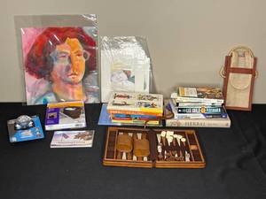 lot 101 image: Mixed Lot Books, Art, and Backgammon Set