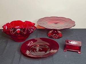 lot 275 image: Collection of Vintage Ruby Red Glassware