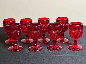 lot 281 image: Set of 8 Ruby Red Glass Goblets
