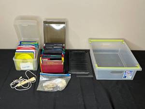 lot 307 image: Lot of Vintage 3.5 Floppy Disks with Plastic Storage Containers and Accessories